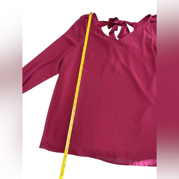 Nine West Long Sleeve Satin Ribbon Tie-Back Top Maroon Women’s Size Medium - Picture 10 of 12